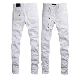 2023 Purple marka dżinsy męskie Slim Fit Chudy Solid White Denim Spods Streetwear