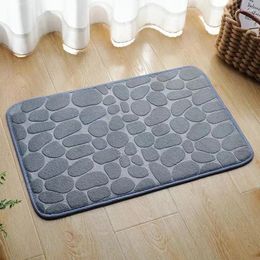 Bath Mats Cobble Sponge Embossed Bathroom Mat Coral Velvet Entry-level Carpet Water Absorbing Anti Slip And Quick Drying Floor