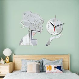 Acrylic Creative Mirror Wall Clock Mute Living Room Bedroom Sticker Personality Design Household Pointer Watch Home Decoration