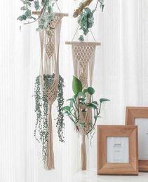 macrame wall hanging planter hangers air plant hanger holder balcony decoration wall planter pot woven basket bohemian makrama 2103121285