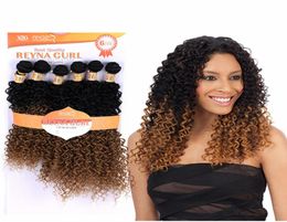 Whole Long Natural curly synthetic extensions sew in hair weave 6Bundles Kinky Curly Synthetic Hair Bundles REYNA Culrs Hair 19915399