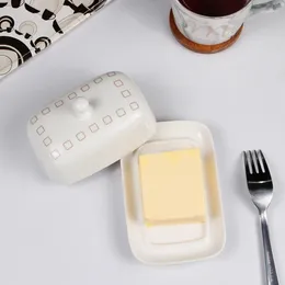 Plates Ceramic Butter Dish With Lid Porcelain Vintage Airtight Cheese Keeper Storage Plate Crock Container Dishwasher Safe Organiser