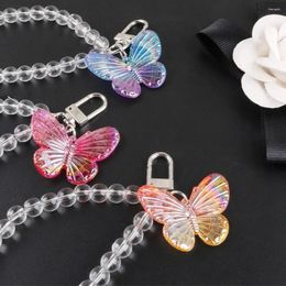 Keychains Colorful Butterfly Keyrings Beads Bracelet For Phone Bag Pendant Metal Women Gifts