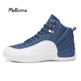 Boots Pu Leather Men Basketball Shoes High Top Sneakers Sports Boys Kids Size 36~47