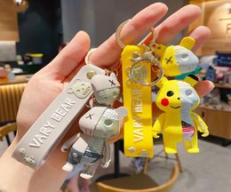 Brand Key Rings Cartoon Half Skull Body Bear Keychain Fashion Animal Keyring Car Key Chains Holder Bag Pendant Charm Keyfobs for M1767546