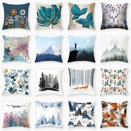 Pillow Nordic Landscape Square Pillowcase Plants Mountain Tree Prints Cover Polyester Decorative Sofa Home Throw Pillowslip