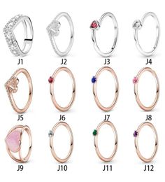 NEW 100% 925 Sterling Silver Ring Fit Love Heart Diamond Red Blue Green Birth Stone Rings for European Women Wedding Original Fashion Jewelry4948488