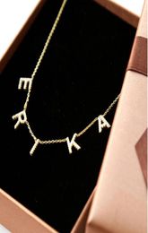 Crystal Pendant Custom Name Necklace Pendant Necklace Personalise Zircon Letter Necklace For Women Jewellery Gift Drop 09275692556