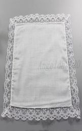 25cm White Lace Thin Handkerchief 100 Cotton Towel Woman Wedding Gift Party Decoration Cloth Napkin DIY Plain Blank Handkerchief1357375