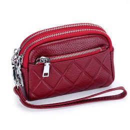 Wallets Womens Wallet Genuine Leather Holder Large Capacity Zip Around Ladies Clutch Travel Coin Purse Wristlet