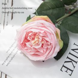 Decorative Flowers 4Pcs Moisturizing Big Austin Rose Real Touch Artificial Wedding Bride Bouquet Fake Home Decor Party Layout