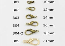 Whole 1000pcs Imitation Rhodium Plated 10mm 12mm 14mm 16mm 18mm 21mm 23mm 24mm Zinc Alloy Lobster Clasps Hooks Jewellery findi7697053