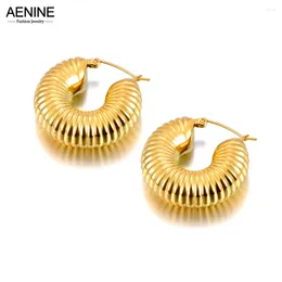 Hoop Earrings 18k PVD Gold Plated Chunky For Women Stainless Steel Twist Thread C Shaped Stripe Earring Jewellery AE23207