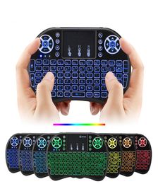 Air mouse 7 Colours Backlit i8 Mini Wireless Keyboard 24ghz English Russian 7 Colour Air Mouse with Touchpad Remote Control Androi5570519