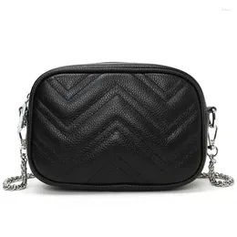 Shoulder Bags Vintage Crossbody Bag Cowhide Cell Phone Genuine Leather Messenger Fashion Daily Women Chain Simple Bolsa