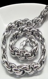 New Middle Eastern Style Silver Pure 316L Stainless steel Silver Oval Rope Chain Link Necklace in Men Jewellery 9mm 200397873864