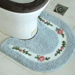 Bath Mats Toilet Floor Mat Absorbent U-shaped Home Bathroom Waterproof Non-slip Carpet Super Soft Pastoral Style