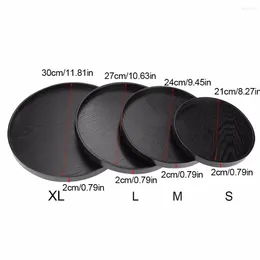 Tea Trays Wood Tray Round Black Coffee Snack Food Meals Serving Kitchen Bamboo Restaurant Chinese