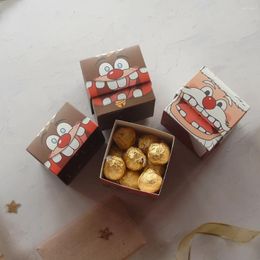 Gift Wrap 8.5 8.5cm 10pcs Christmas Santa Claus Elk Laugh Happily Paper Box Cookie Candy Sweet Chocolate Party Packaging