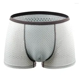 Underpants Men Sexy Underwear Mens Solid Ultra-thin Transparent Male Mesh Quick Dry Mid-rise Four Corner Knickers Fashion Accessories