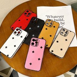 M Designer Phone Case for iPhone 15 14 Plus 13 12 Pro Max 11 Full Degree Leather Protection TPU Back Shell Luxury Print Classic Shockproof Cover