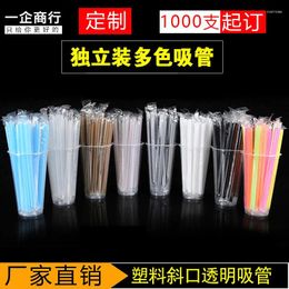 Disposable Cups Straws One-Time Individually Packaged Bubble Tea Thick Straw Beverage Cup Degradable 100 Logo.