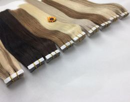 Seamless hair extension Straight balayage tape in hair extension Remy Human Hair Bleach Blonde Party Style6395147