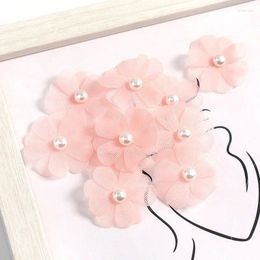 Decorative Flowers 30pcs Mesh Cloth Children Clothes Dress Patches Garment Appliques Decoration Diy Hair Clips Headwear Accessories