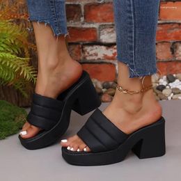 Slippers Platform Mule Sandals For Women Open Toe Block Heel Slides Fashion Shoes Beach Vacation Outdoor Slipper