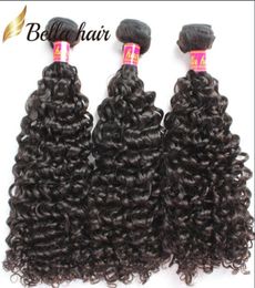 Bellahair Peruvian Human Virgin Hair Bundles Extensions Curly Human Weaves Double Weft Natural Color 3PC8560323