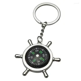 Decorative Figurines Pirate Ship Compass Rudder Keychain Creative Metal Key Pendants Small Gift