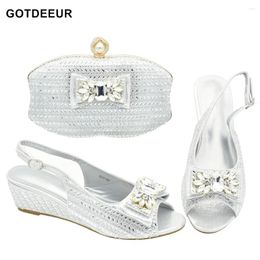 Dress Shoes Arrival Africa Shoe And Bags Set Decorated With Appliques Wedges For Women Wedding Bride Elegant Luxury Pumps