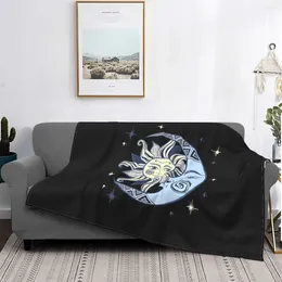 Blankets Sun And Moon Blanket Fleece Summer Funny Picture Breathable Lightweight Throw For Home Outdoor Bedding Throws