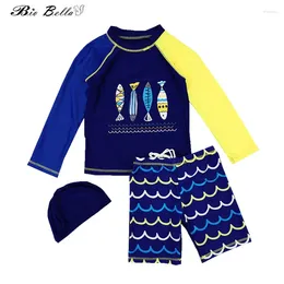 Women's Swimwear Kids Boys Fashion Swimming Bathing Surfing Bathwear Swimsuit Set Tops Pants Cap 3pcs Children Suit Kid
