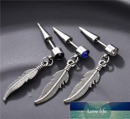 1 Pcs Stainless Steel Punk Rock Leaf Pirecing Stud Earrings For Men Women Gothic Street Pop Hip Hop Earring Party Jewelry Factory price expert design Quality2452629