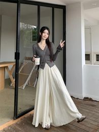 Work Dresses Cool Chinese Zen Set Female Autumn And Winter Gentle Temperament Knitted Cardigan With Half Culottes Long Skirt Two Sets