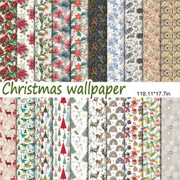 Window Stickers Christmas Self Adhesive Wallpaper Winter Red/Grey Peel And Stick For Xmas Decor Wall Home Renovation