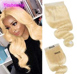 Malaysian Virgin Hair Body Wave Six By Six Top Closures 66 Lace Closure Human Hair 613 Blonde Colour 1226nch8555499