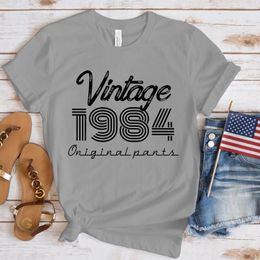 (Premium T-shirt)New Vintage 1984 Print T Shirts Women's Casual Round Neck Tees Top Summer Cool Loose Short Sleeve