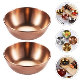 Plates 2 Pcs Seasoning Dish Miniature Spice Ceramic Tray Stainless Steel Plate Sauce Dishes Dipping Bowls Round Decorative