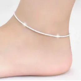 Anklets Bling Anklet Bracelet Simple Fashion Ankle Silver Colour Foot Jewellery Women Summer Charm Braclet Chain