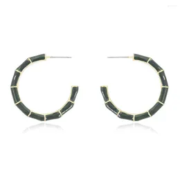 Dangle Earrings High Quality Gold Plated C Shaped Bamboo Hoop Jewellery Colourful Enamel For Women