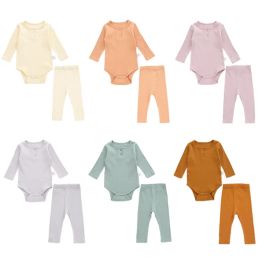 Trousers Newborn Girl Clothes Set 2022 New Autumn Baby Boys Long Sleeve Rompers + Pants Two Piece Suits Infants Cotton Casual Outfits