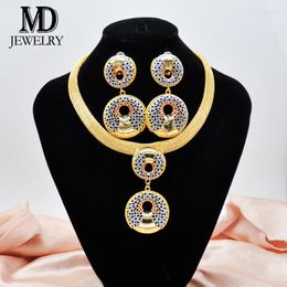 Necklace Earrings Set Elegant Wedding Jewelry Three Color Round Heart Design Fashion Women's Christmas Gifts