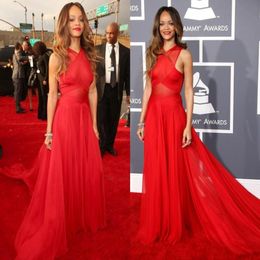 Oscar Sexy Celebrity Red Carpet Dresses Crew Neckline A Line Chiffon Prom Dresses Evening Gowns Cheap Long Graduation Dresses Sexy5962078