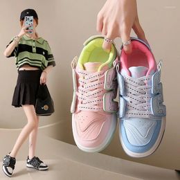 Casual Shoes Soft Leather Lace-up Skateboard Women Comfortable Breathable Flat-bottomed Sports White Sneakers