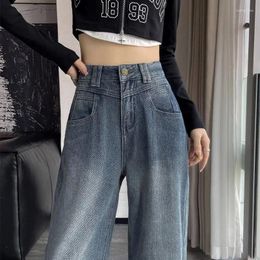 Women's Jeans Old Blue Straight Leg For Women In Autumn And Winter Floor Mop Pants With High Waist Wide Legs