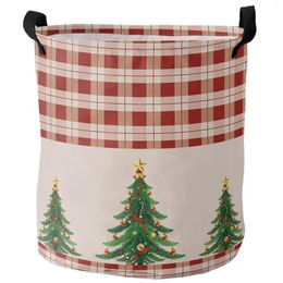 Laundry Bags Christmas Tree Plaid Foldable Basket Large Capacity Hamper Clothes Storage Organiser Kid Toy Bag