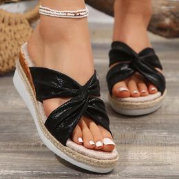 Slippers Bling Wedges Women Shoes Casual Walking Summer Fashion Beach Dress Cosy Sandals 2024 Outdoor Flip Flops Femme Slides
