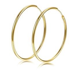Womens Girls Smooth Hoop Earrings 18K Yellow Gold Filled Big Large Circle Huggies Earrings 40mm Diameter6745455